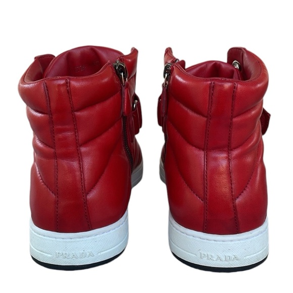 Prada Mens Leather High Top Sneakers Shoes - Picture 3 of 13